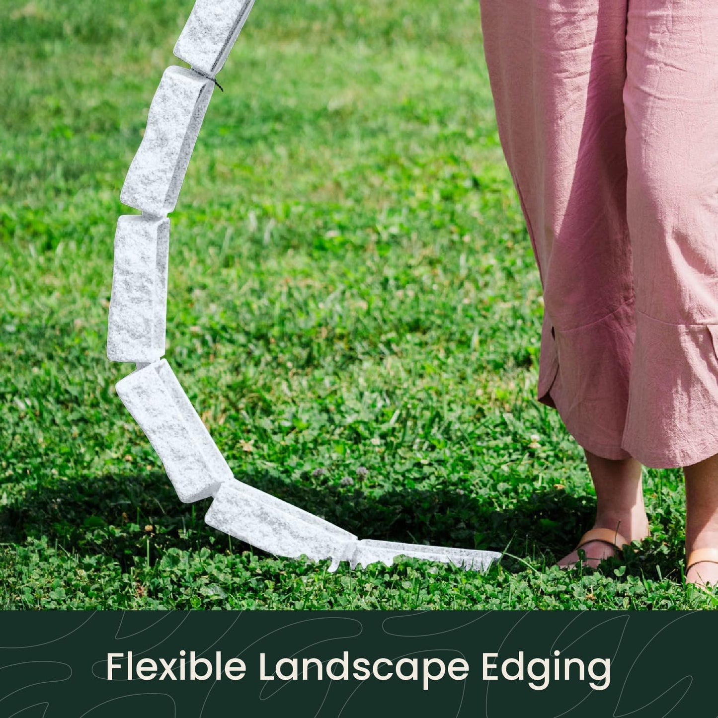 Beuta Landscape Edging | Garden Edging Border | No Dig Faux Stone Bricks & Spikes for Lawn Edging, Flower beds, Pathways & Yards – 4 Packs | Each Pack Has 6 Bricks 48" Lx 4" W x 2.25" H|Limewash