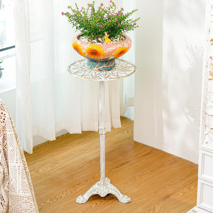 Sungmor Heavy Duty Cast Iron Potted Plant Stand, 24.2" Tall Metal Plant Stand, Vintage & Rustic Style Flower Stand Indoor Outdoor Garden Table, Decorative Flower Pot Holder for Balcony Patio