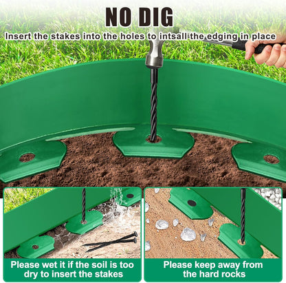 Landscape Edging Border - 4” x 80’ Tall Edging for Landscaping with 60 Stakes, 0.15" Thick No Dig Lawn Edging for Garden Border, Flexible Flower Bed Edging Borders for Yard, Terrace Board