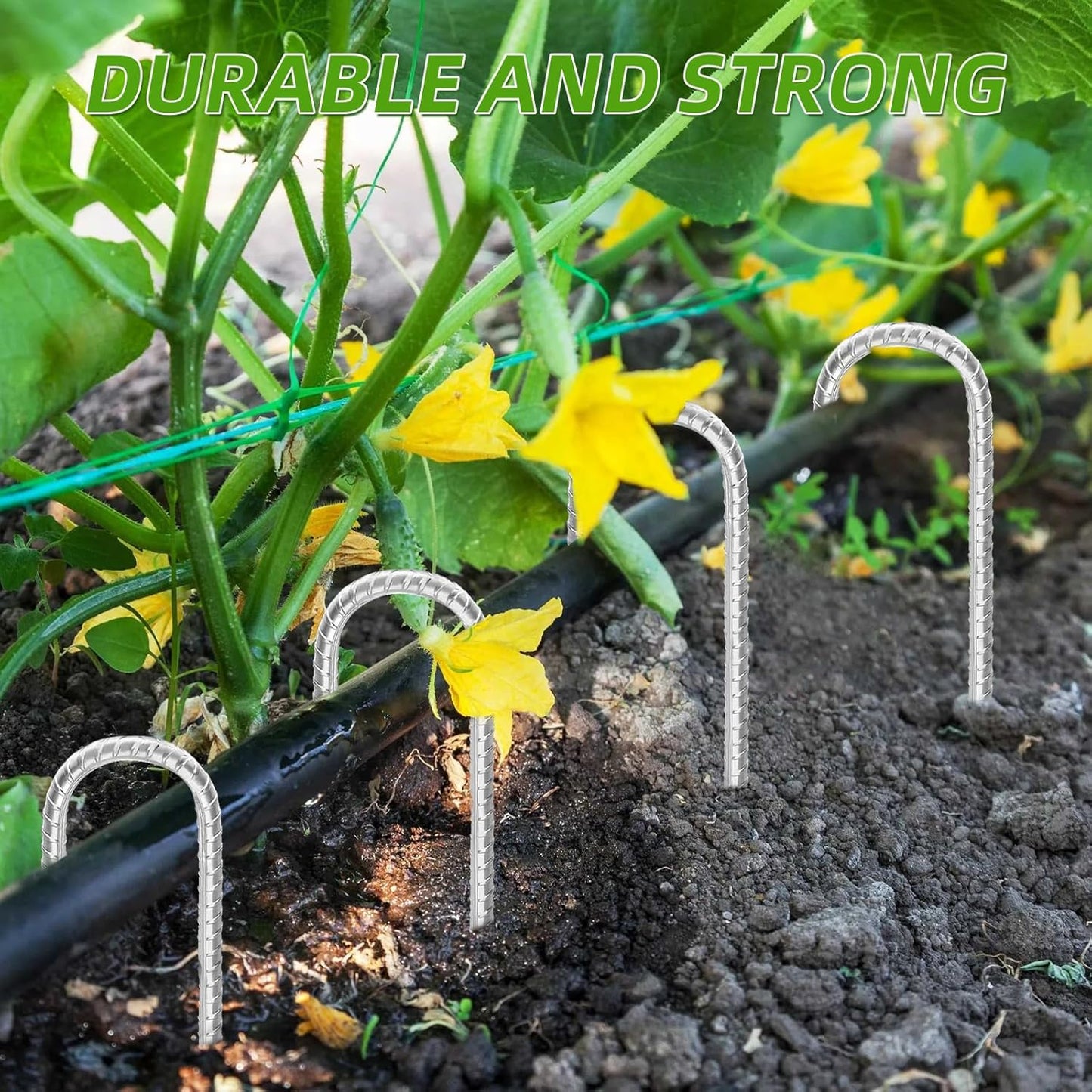 Rebar Stakes 16inx10mm Galvanized J Hook 6pcs – Heavy Duty Ground Tent Stakes for Fence,Bounce House,Outdoor Plants,Artificial Turf,Dog Coop,Metal Stakes for Christmas Decorations