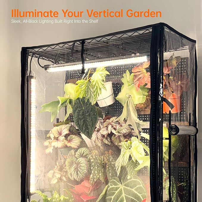 Bstrip Indoor Greenhouse Cabinet with Pegboard, Indoor Greenhouse with 4 Pack 96W Full Spectrum Grow Light for Indoor Plant, Foliage Plants, 29.5"x13.8"x59"