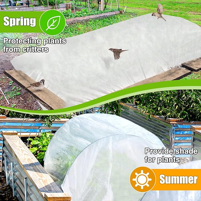 Alphatool 10 ft x 30 ft Plant Covers Freeze Protection - Thick Frost Cloths Blankets for Outdoor Plants, 1.0oz/yd² Non-Woven Fabric Floating Row Cover, Garden Covers for Raised Beds