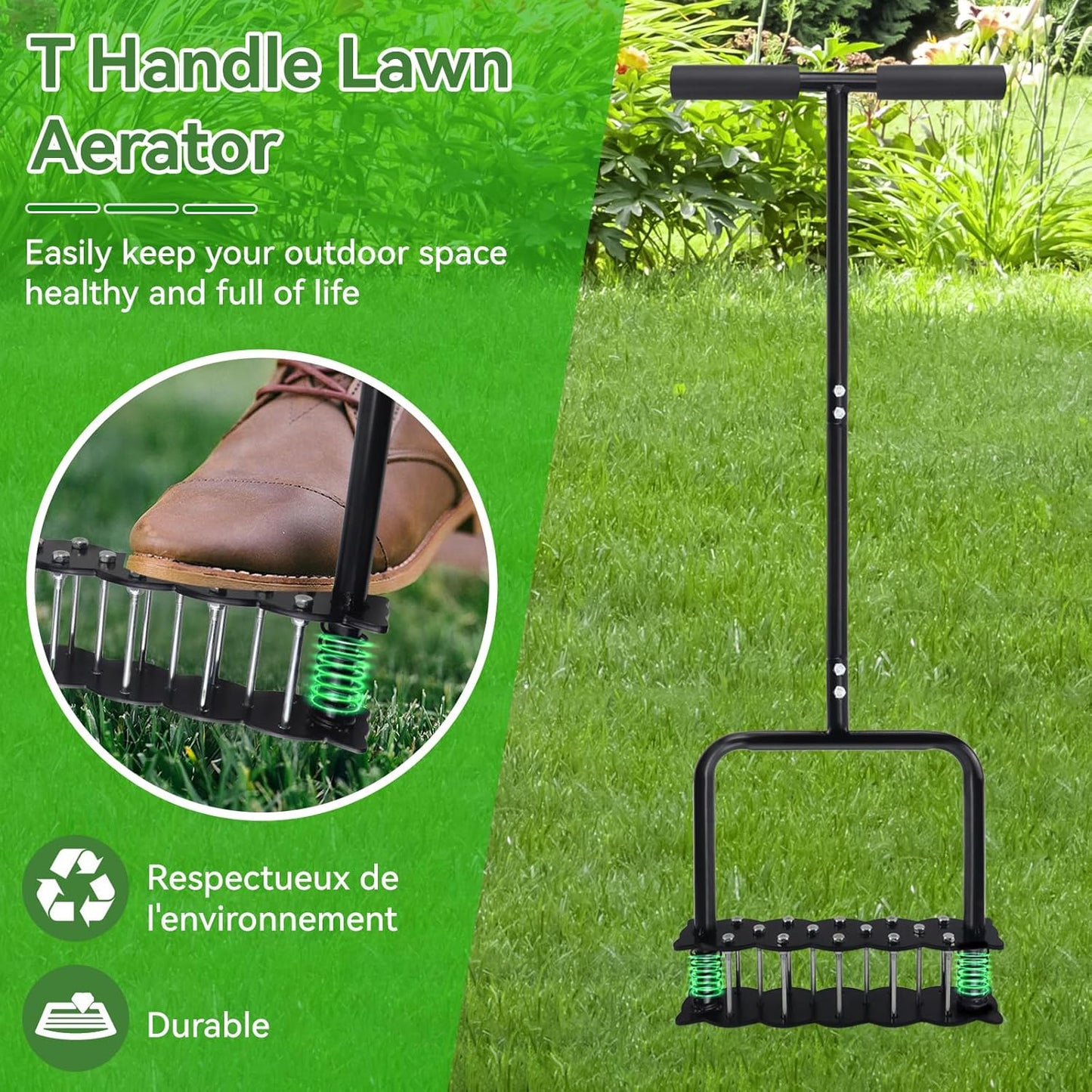 Lawn Aerator, Aerator Lawn Tool for Manual Weeding, Pre-Assembled Lawn Aerator Tool for Patio Lawns and Gardens, Lawns Improvement and Yard Care, Garden Tools, Restoring Lawns Health
