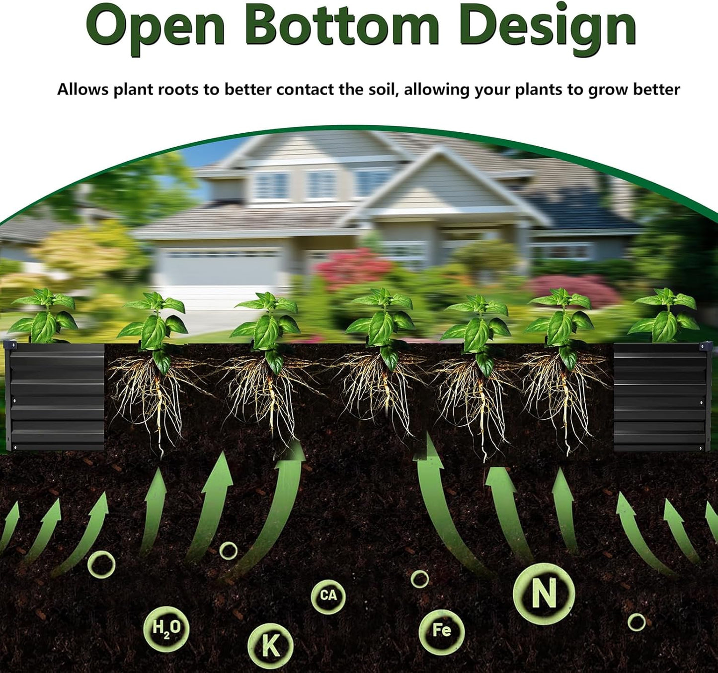 12×4×1FT(2PCS) Galvanized Raised Garden Bed Kit, Metal Planter Boxes，Large Outdoor Planters Garden for Planting Vegetables,Flowers,Herbs -Black