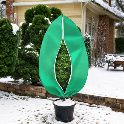 Plant Covers Freeze Protection, 2 Pack 47''×71'' Green Frost Cloths Blankets with Zipper Drawstring Shrub Tree Covers for Winter Outdoor Plants Freeze Protection