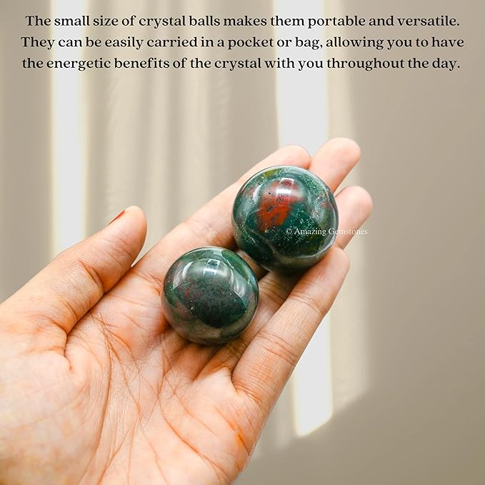 Amazing Gemstone Bloodstone Crystal Ball - 1" Inches Crystal Sphere Meditation Balls for Witchcraft and Decorative Balls - Crystals and Healing Stones Beginners Gift (Pack of 1)