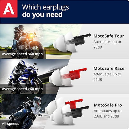 ALPINE HEARING PROTECTION MotoSafe Tour Reusable Ear Plugs – Motorcycle Ear Plugs – Noise Reduction
