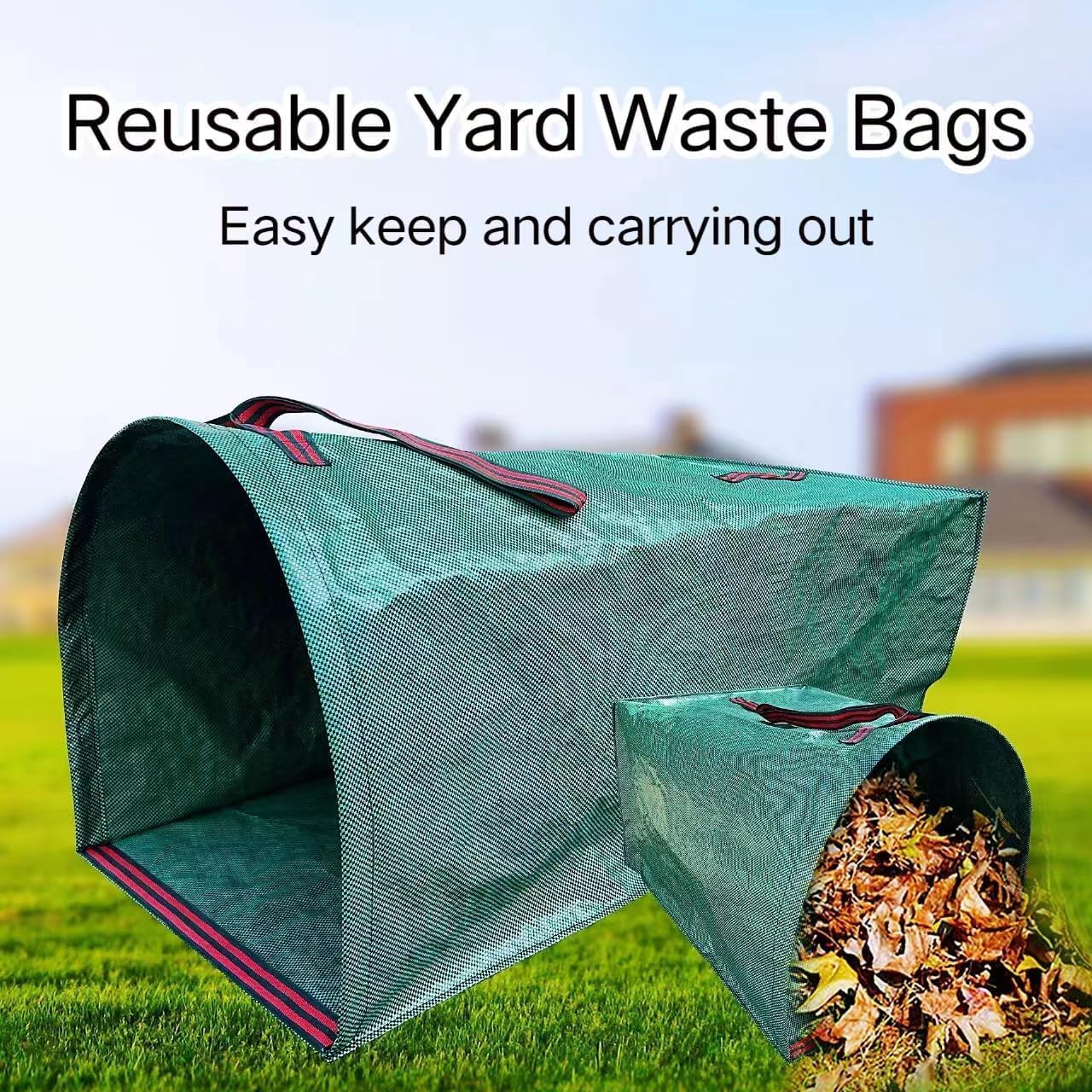 Leaf Bag Holder – Collapsible Yard Waste Bag, Reusable Garden Debris Bag for Leaves, Lawn Trash, Camping, Parties & Laundry