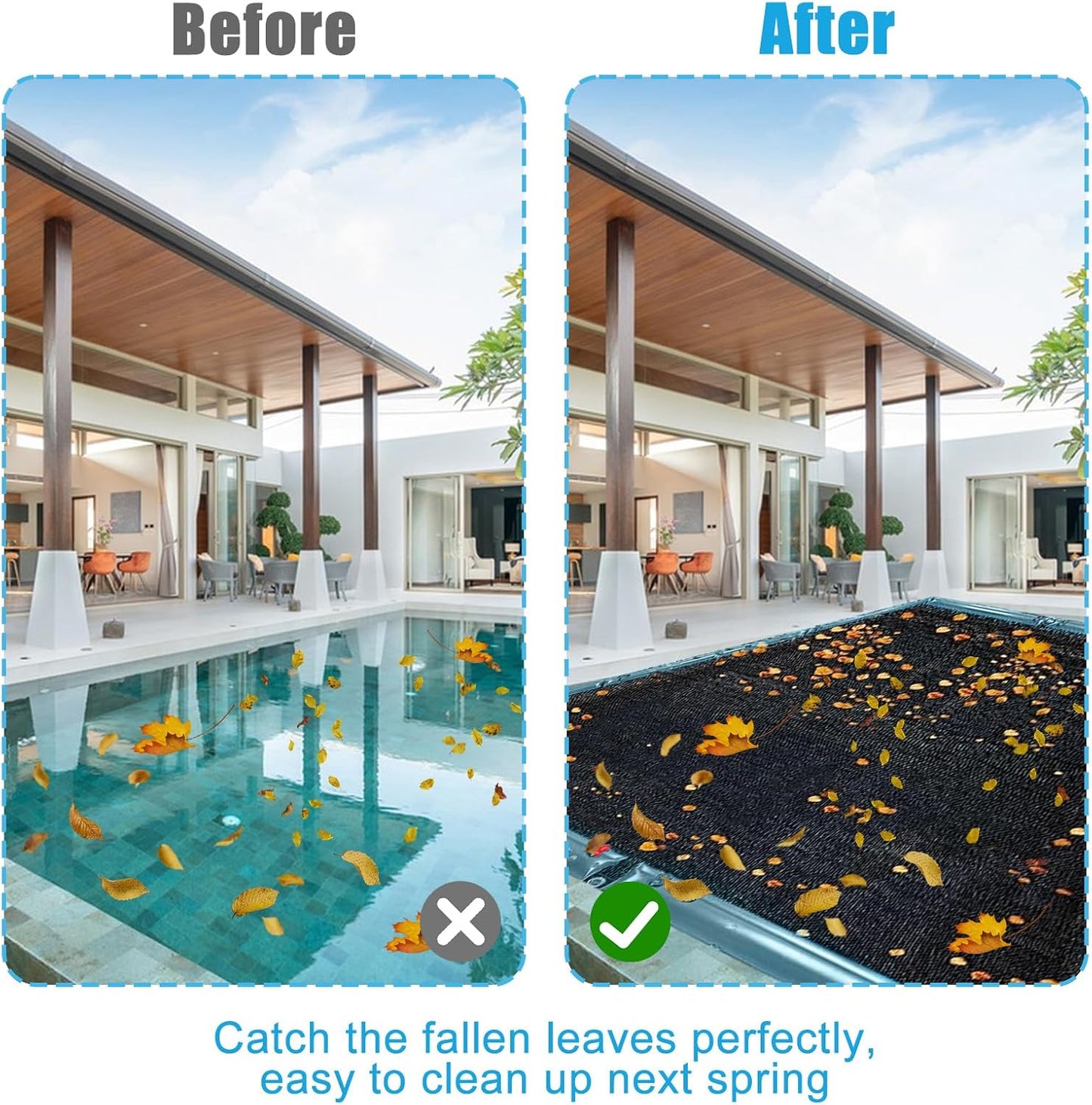 16 x 26FT Pool Leaf Net Cover- Thicken Rectangle Leaf Netting for Inground and Above Ground Swimming Pools Cover with Reinforced Gromments,Winter Above Ground Pool Screen Cover, Catching Leaves