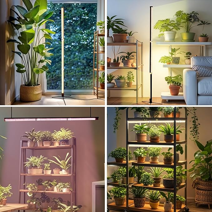 Grow Lights for Indoor Plants with Stand, Standing Grow Light with 3 Light Modes, LED Full Spectrum Vertical Grow Lights for Indoor Plants with Timer for Indoor Plants, Greenhouse (50 Inch)