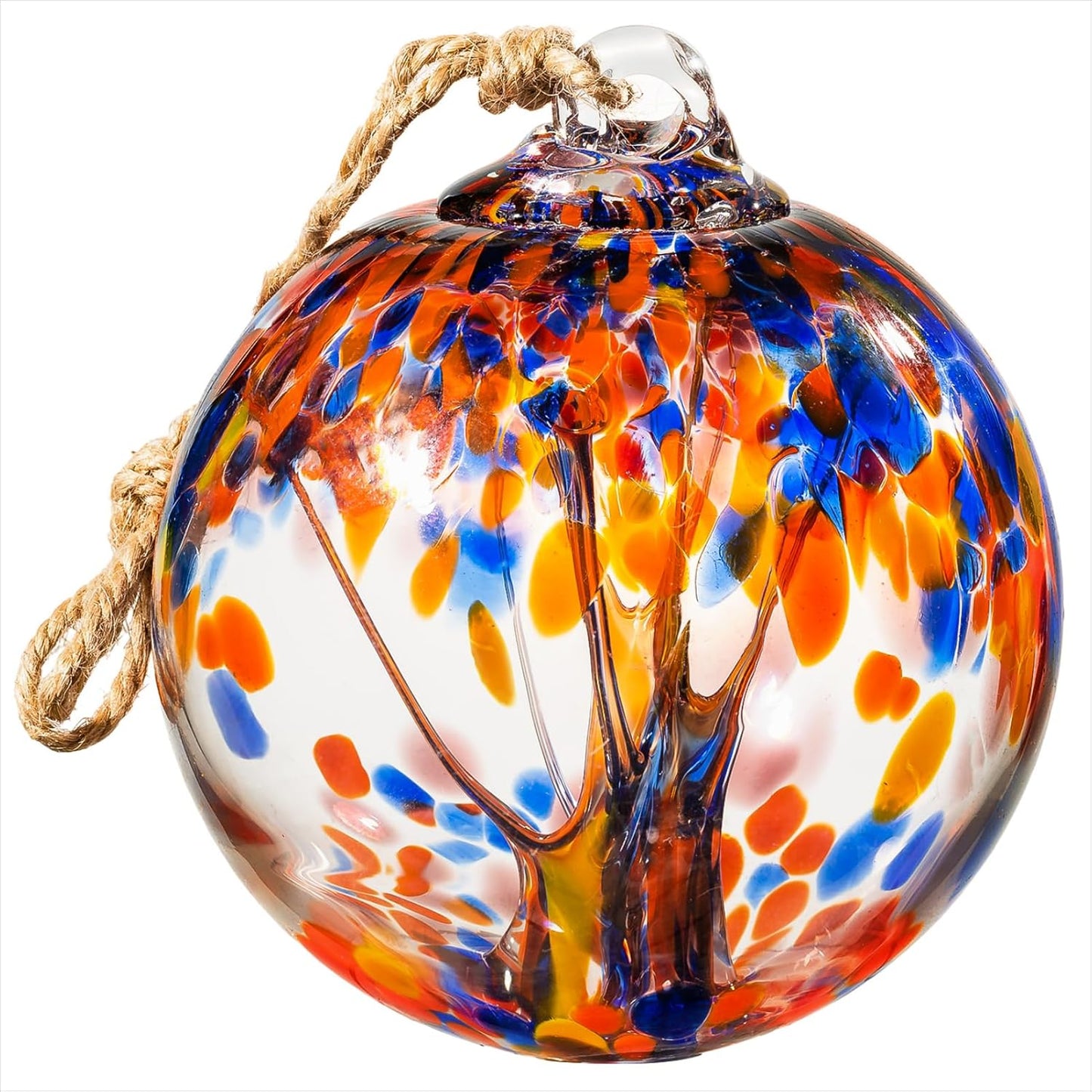 4” Tree of Life Witch Balls, Gazing Balls Hanging Friendship Balls, Hand-Blown Glass Christmas Ornament for Window Outdoor Home Decor, Garden Decoration, Gifts for Women (Muticolor)