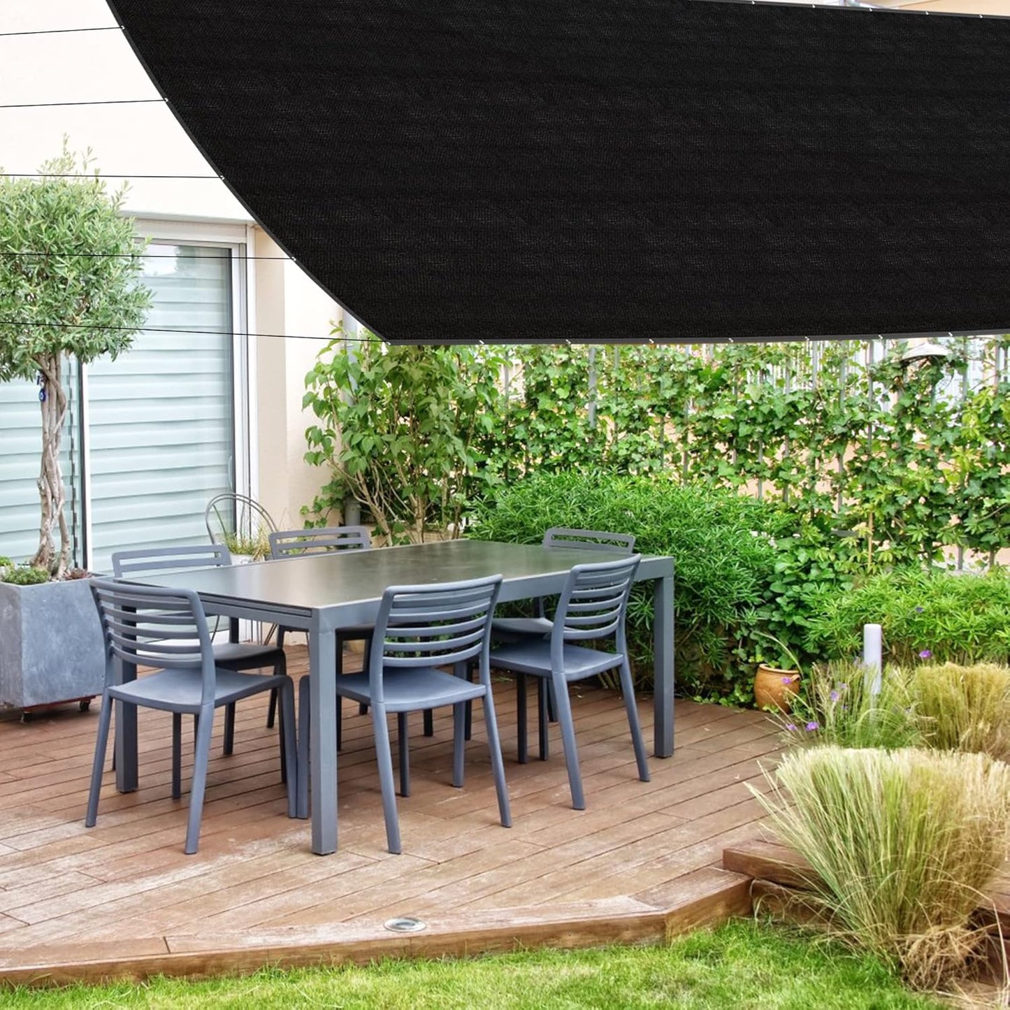 SPORTYOUTH 70% Shade Cloth for Patio, 6x20 ft Mesh Tarp with Grommets, UV Resistant Black Sunblock Sun Shade Netting Cover for Garden, Greenhouse, Chicken Coop, Pergola, RV, Canopy, Barn Kennel