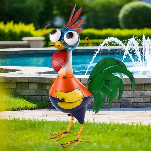 Large Metal Rooster Decor Garden Statue Chicken Yard Art Kitchen Outdoor Decoration Gifts for Women Mom