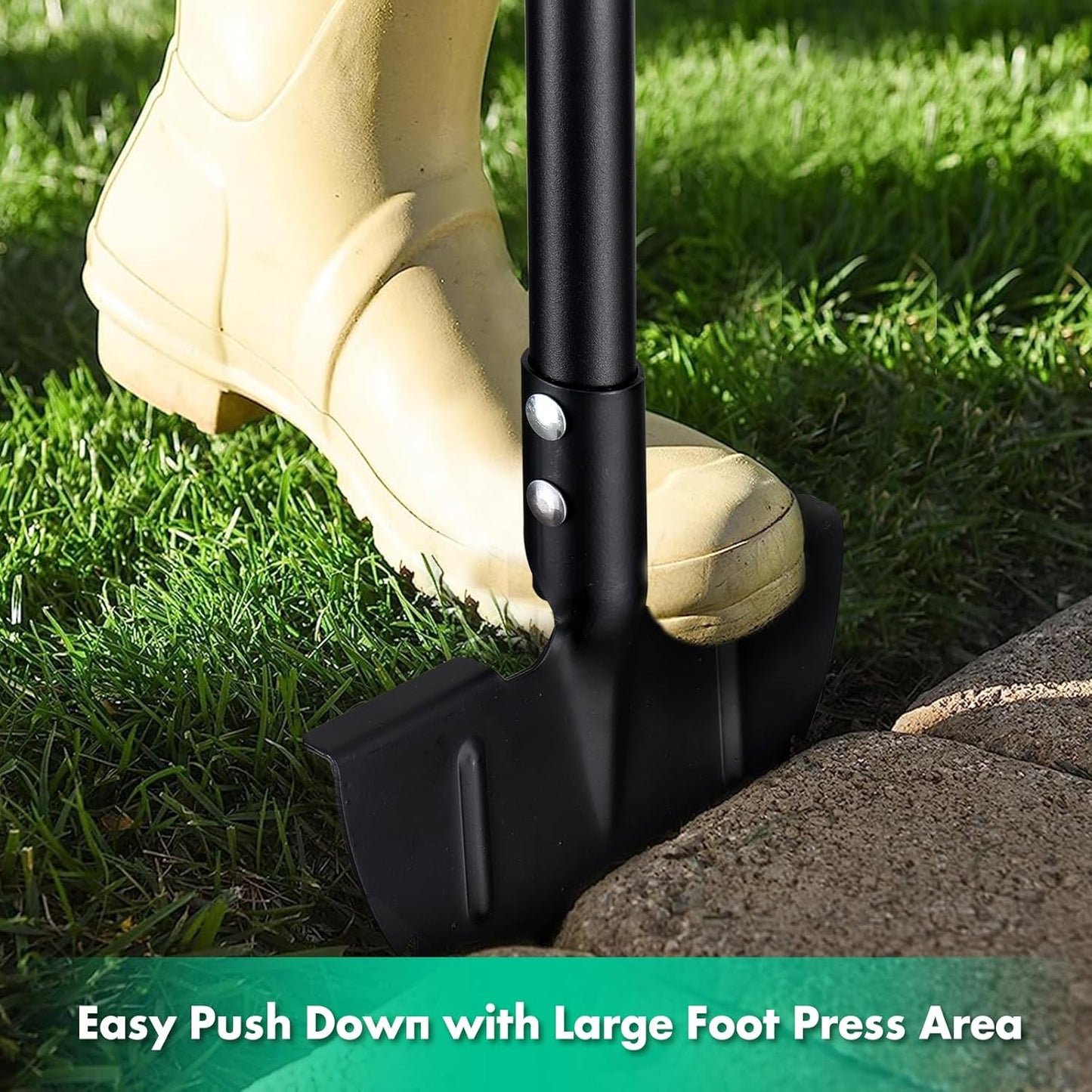 Saw Tooth Edger Lawn Tool, Half Moon Manual Lawn Edger with T-Grip, Sidewalk Grass Long Handled Step Grass Edger, 36-Inch Long Handle Hand Edger