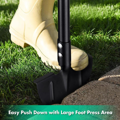 Saw Tooth Edger Lawn Tool, Half Moon Manual Lawn Edger with T-Grip, Sidewalk Grass Long Handled Step Grass Edger, 36-Inch Long Handle Hand Edger