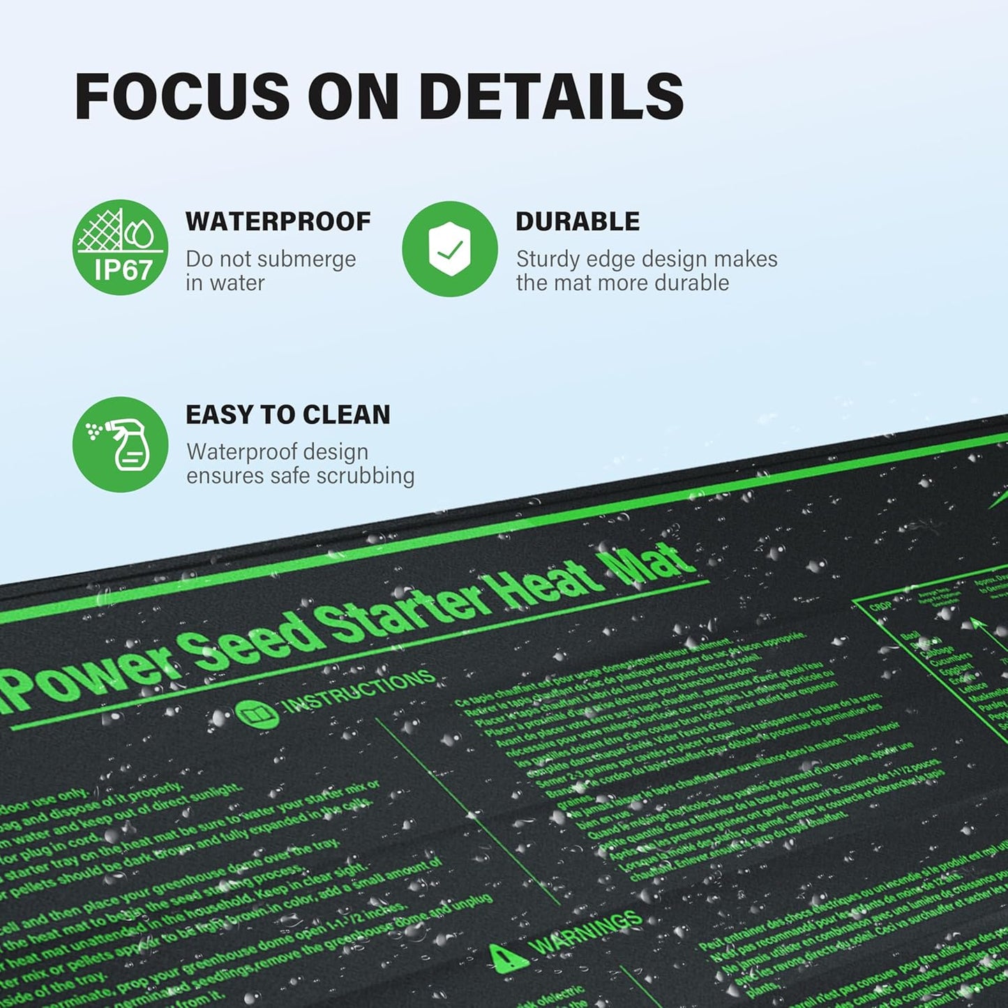 iPower 10" x 20" Durable Waterproof Seeding Heat Mat with Digital Thermometer for Providing Reliable Warmth for Indoor hydroponic Plant Germination