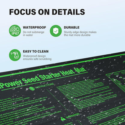 iPower 10" x 20" Durable Waterproof Seeding Heat Mat with Digital Thermometer for Providing Reliable Warmth for Indoor hydroponic Plant Germination