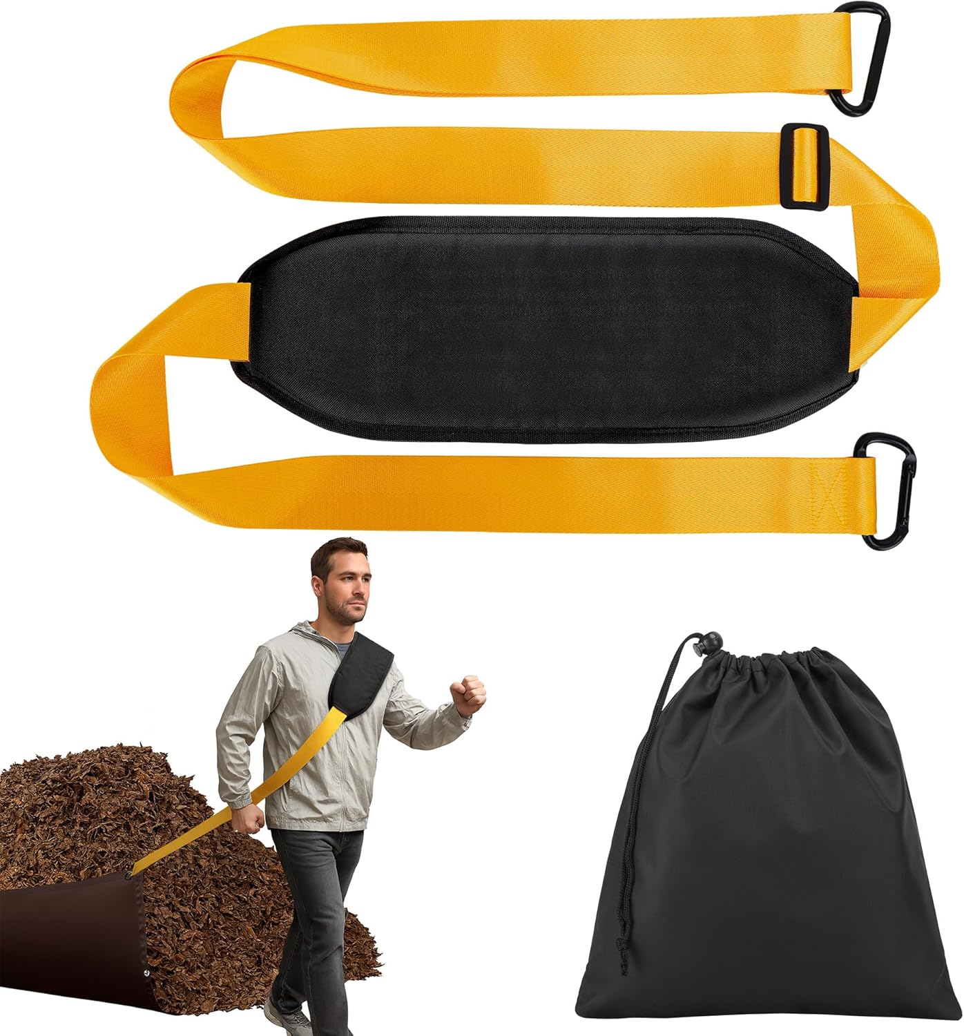 Heavy Duty Leaf Tarp Strap, 10.2 ft Yard Tarp Pulling Tool, Reusable Waste Tarps Shoulder Strap for Efficient Outdoor Leaf Debris Cleaning and Moving