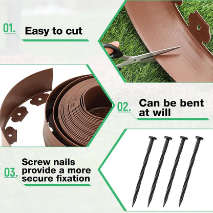66FT Landscape Edging 4 Inch Tall Garden Edging Borders No Dig Lawn Border with 30 Anchoring Spikes Mini Plastic Fence for Landscaping Yard Lawn Garden Grass Flowerbeds