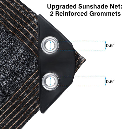 winemana Black Shade Cloth 30x30 FT– 70% Sun Shade Mesh Tarp for Greenhouse, Garden, Patio, Dog Kennel, Chicken Coop, and Outdoor Protection, Plants Cover Shade Netting with 2 Reinforced Grommets