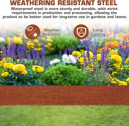 6.3Inch Cor-Ten Steel Landscape Edging, 6 Pack Hammer-in Metal Edging for Landscaping, Garden Edging for Lawn,Pathway, Yard