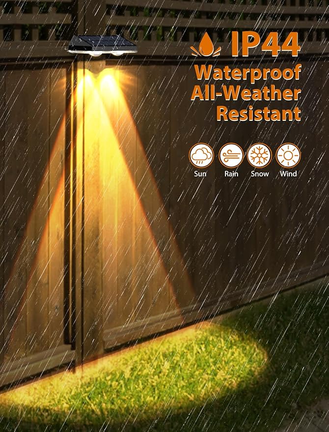 Solar Fence Lights ,Warm White & Cold White & Mixed Color 3 Modes Bright Lens LED Dusk to Dawn Deck Light, Fence Solar Lights Outdoor Waterproof,Solar Outdoor Lights for Backyard/Railing/Wall (16Pack)