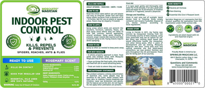 Mosquito Magician Indoor Pest Spray – Design for Indoor Use to Neutralize Spiders, Roaches, Ants & Flies with Plant-Sourced Essential Oils, Efficient Ready to Use Home Pest Spray – Rosemary, 16 OZ