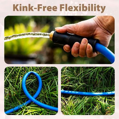 5/8" Hot/Cold Water Hose 20ft, -50℉ To 190℉ Heavy Duty,Flexible,Burst 600 Psi 3/4" Brass Fittings with Swivel Grip Handle for Outdoor,Yard, Farm, Blue