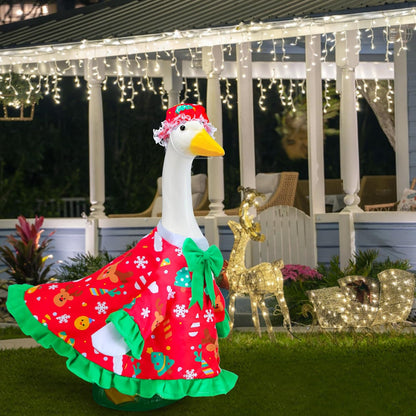 Christmas Goose Outfit for Porch Goose 23" Cement Statue Clothing- Christmas Outdoor Decoration for Patio Yard Lawn