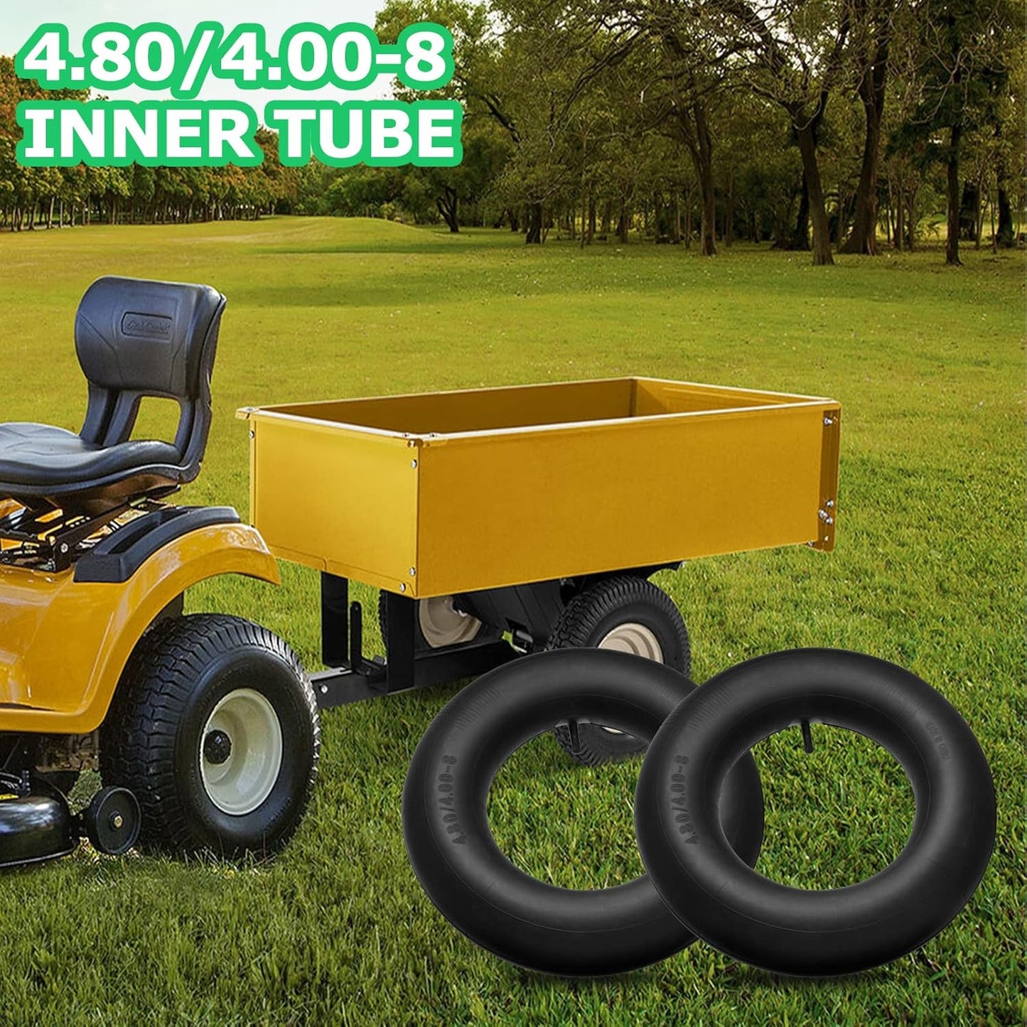 4.80/4.00-8" Inner Tube with Straight Valve Stem (2-Pack) - Heavy Duty Replacement Tire Tubes for Wheelbarrows, Mowers, Hand Trucks, Dollies