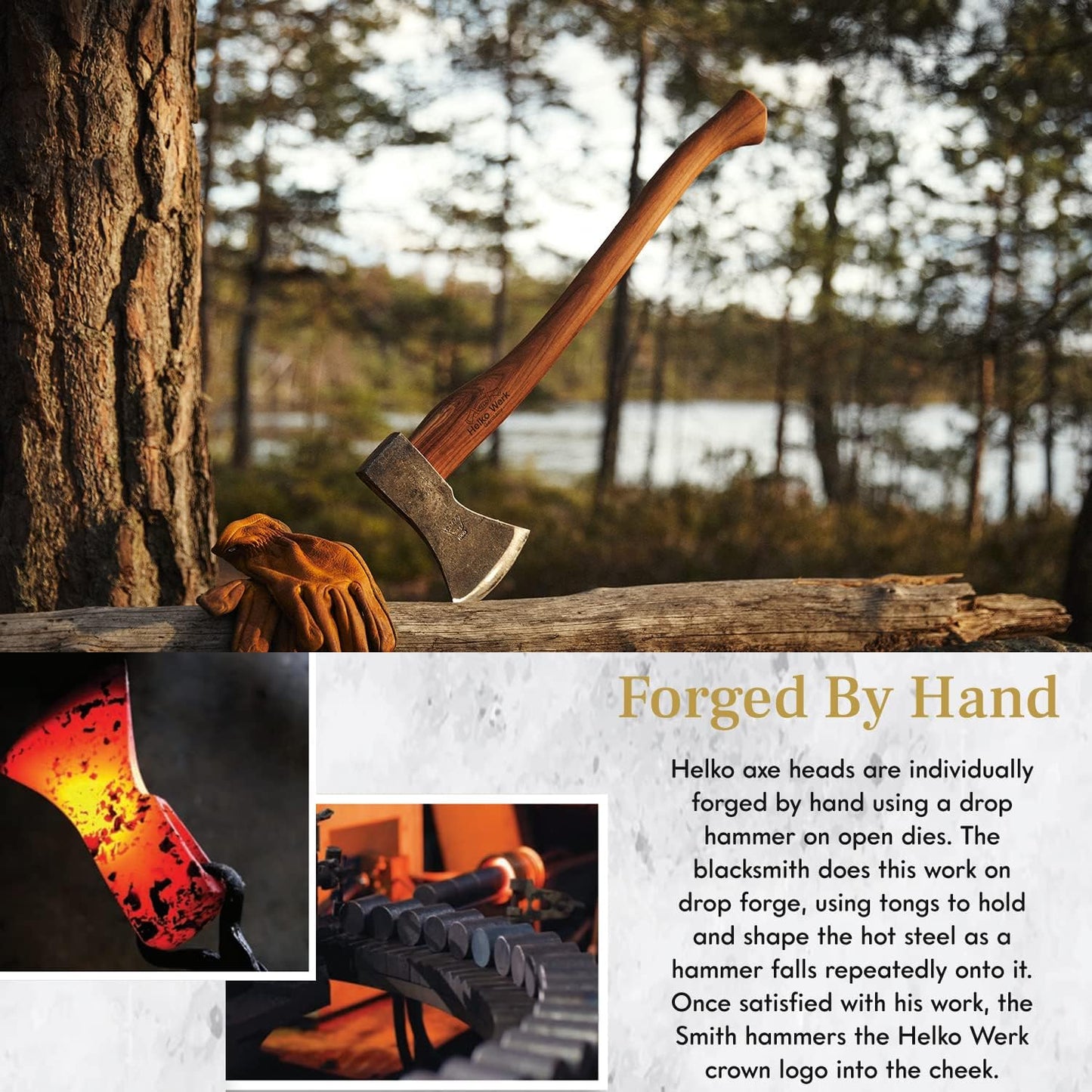 1844 Helko Werk Germany Traditional Black Forest Woodworker Axe - Made in Germany Hand Forged Bushcraft Axe and Forest Axe for Cutting Head 2.25 lbs, Handle 24 in. (Black Forest Wood Worker) #13562