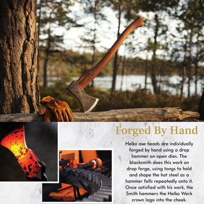 1844 Helko Werk Germany Traditional Black Forest Woodworker Axe - Made in Germany Hand Forged Bushcraft Axe and Forest Axe for Cutting Head 2.25 lbs, Handle 24 in. (Black Forest Wood Worker) #13562