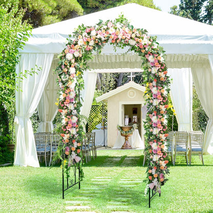 Moccha Garden Arch, 7.2Ft Metal Arbor for Climbing Plants, Vines, Roses, Outdoor Pergola Trellis with Stakes, Wide Garden Archway Arbor Trellis for Lawn Wedding Bridal Party Decoration Ceremony