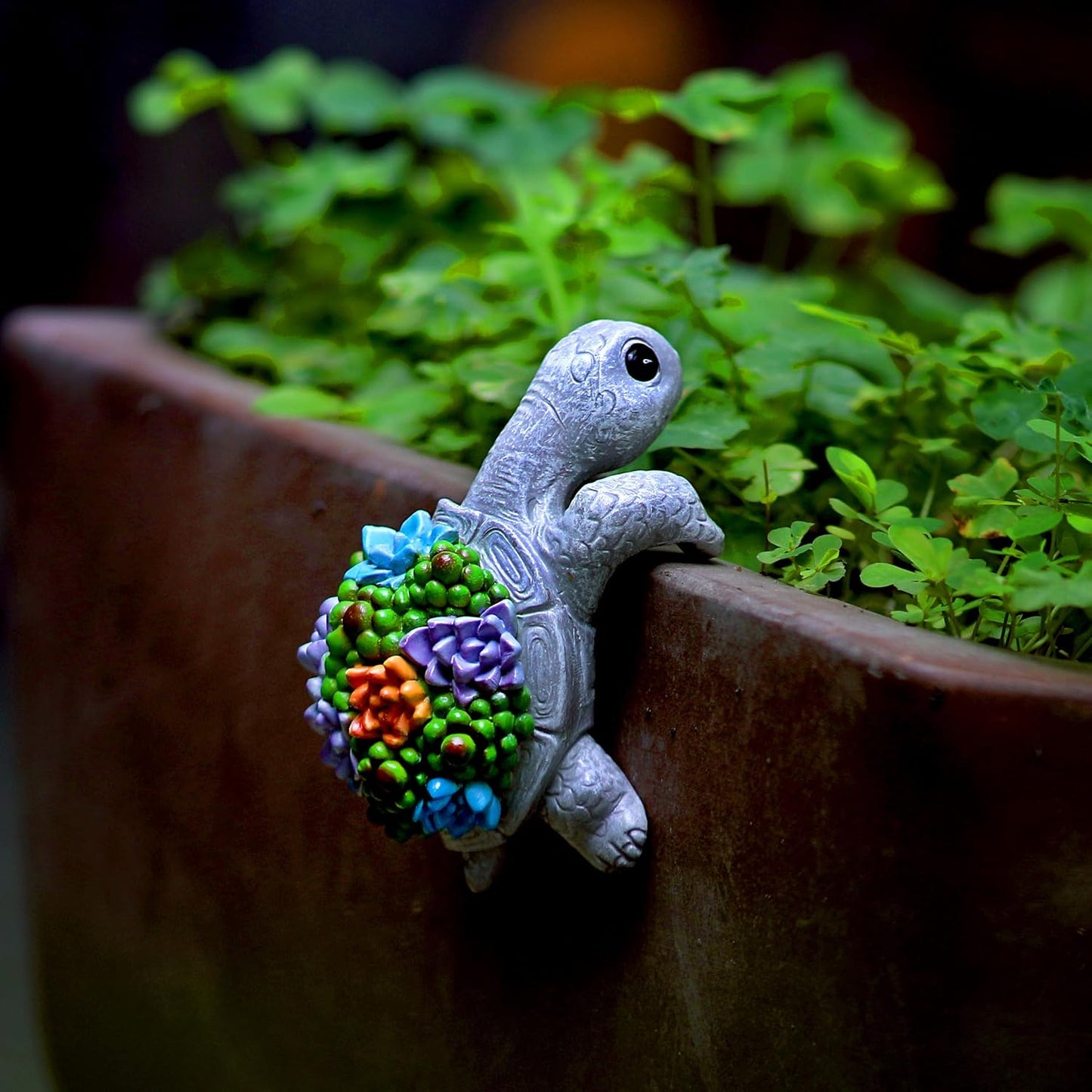 Cute Climbing Turtle Flowerpot Hug Statue, Resin Hanging Turtle Statue Flowerpot, Home Decoration, Garden Fence, Balcony, Patio, Lawn, Courtyard Ornaments