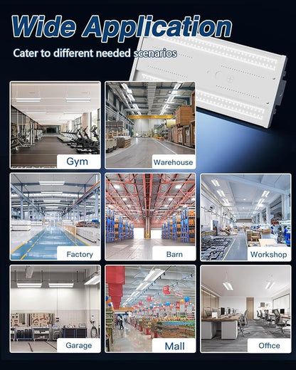 LED Linear High Bay Light 4-Pack, 130W 19500LM 0-10V Dimmable 5000K Daylight, Adjustable High Bay LED Shop Lights Lighting Fixtures for Garage Warehouse Workshop, UL