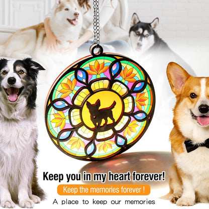 Dog Memorial Suncatcher, Pet Sympathy Gifts, Stained Glass Window Hanging, Memorial Gifts for Loss of Dog, Loss of Pet Sympathy Gift - Write Dog's Name for Pet Lovers 6.3 in*6.3 in