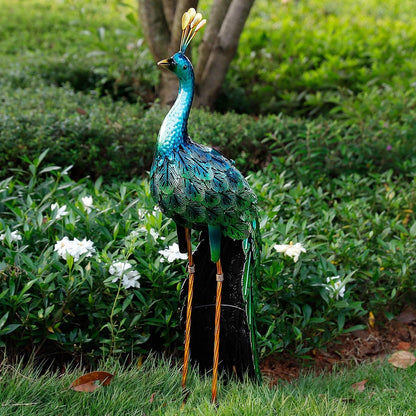 chisheen Outdoor Solar Peacock Statue Garden Decor for Outside Metal Yard Art Outdoor Decoration for Lawn Backyard Party Wedding Mother's Day Gardening Gifts for Women