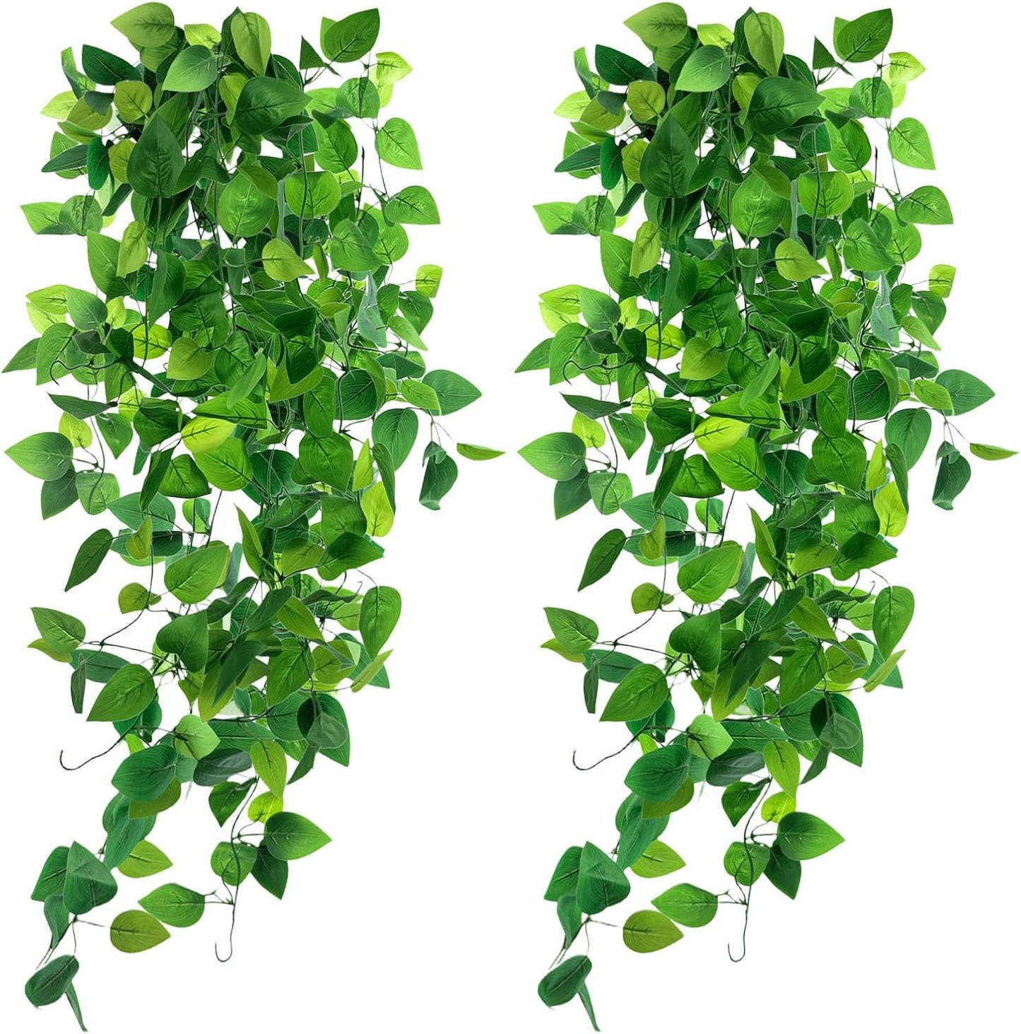 DomeStar 2PCS Fake Vines, Fake Hanging Plants Ivy Vines, Artificial Greenery Garland for Home Kitchen Wall Decor Aesthetic Home Decor (No Baskets)