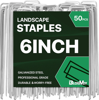 Landscape Staples 6inch,11Gauge Galvanized Lawn Staples, Sturdy Garden Stakes for Effortlessly Securing Weed Barrier Fabric,Ground Stabilization, and Tackling Outdoor Yard Work,Decorations