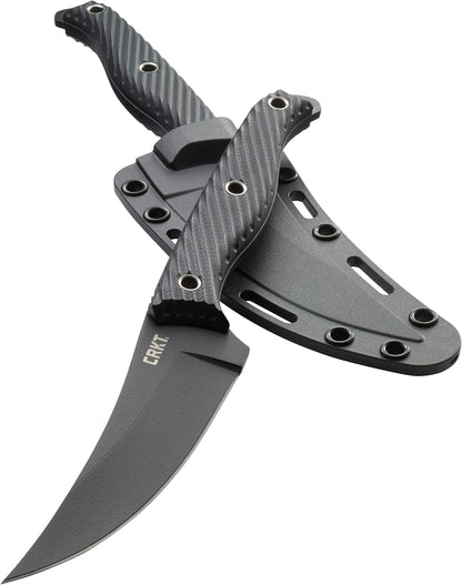 CRKT Clever Girl Fixed Blade Knife with Sheath: Powder Coated SK5 Steel, Upswept Blade, Textured Nylon Handle, Molle Compatible Sheath 2709,Black