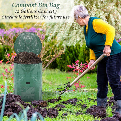 Berlune 6 Pcs Reusable Yard Waste Bags with Lid and Handles Extra Large Lawn Bags for Collecting Fall Leaves Heavy Duty Garden Trash Container for Camping Outdoor Debris Branches Grass(72 Gallon)