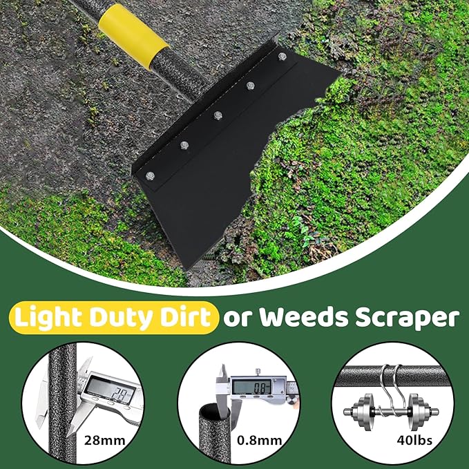 Manual Weeder, Detachable Garden Flat Shovel Scraper, 2 Spades,74 Inch Long Multifunctional Garden Cleaning Shovel, Heavy Duty Floor Scraper,Metal Weeding Scraper for Lawn Edging