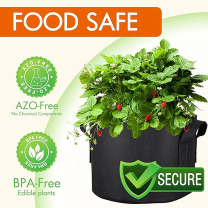 Gardzen 10-Pack 25 Gallon Grow Bags, 300G Thickened Aeration Fabric Pots with Handles, Heavy Duty Cloth Pots for Plants