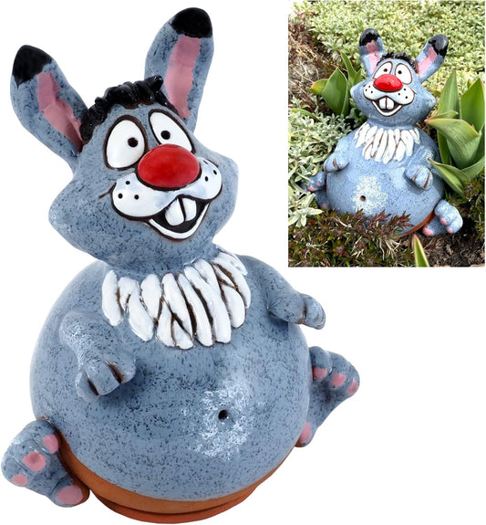 Ceramic Garden Decor - Bunny Lawn Stake - Outdoor Statue - Perfect, Unique Gifts for Gardeners
