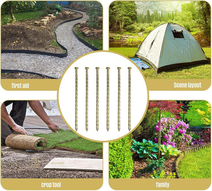 12 Inch Landscape Stakes,Galvanized Metal Garden Stakes,Metal Edging Anchoring Spikes for Artificial Turf, Paver Edging, Weed Barrier, Tent, Camping, Carpentry,（ 20 Pack）
