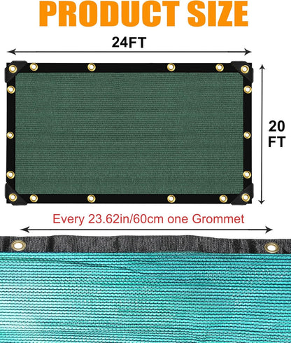 E.share 70% Shade Cloth for Garden, 20 Ft X 24 Ft Sun Shades Outdoor Patio with Grommets for Plant Covers,Porch Screen,Pergola Shade Cover,Greenhouse,Green