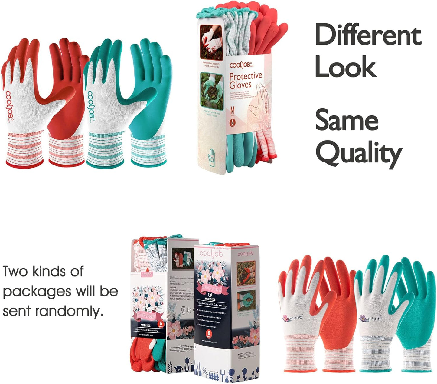COOLJOB 10 Pairs Gardening Gloves for Women Ladies, Breathable Rubber Coated for Yard Garden, Outdoor Indoor Protective Work with Grip, Medium Size, Red & Green