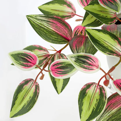 Briful Small Faux Plants Indoor Artificial Potted Silk Plants Fake Watermelon Peperomia Trailing Vine Plant for Home Office Bathroom Table Shelf Mantle Modern Decoration(Red Green- 1 Pack)