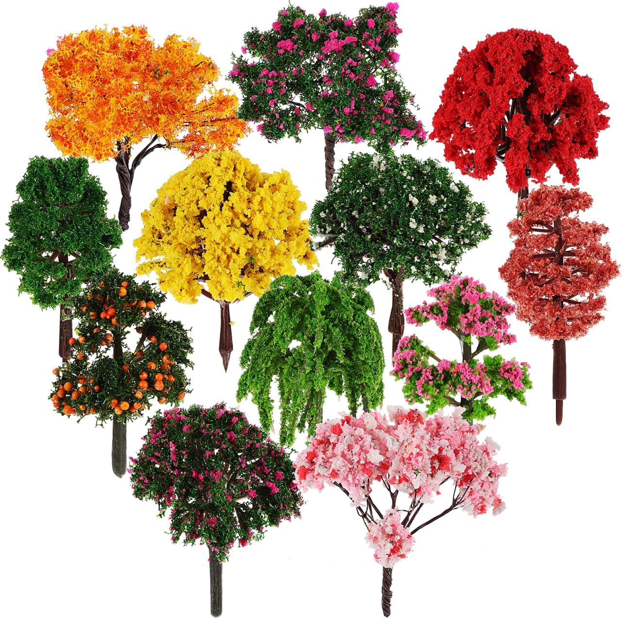 VICASKY 12Pcs Model Trees Fairy Garden Accessories Mini Miniature for Crafts Diorama Ho Scale Pine Simulation Tree Hobby Train Christmas Building Ornaments Fake DIY Craft Landscape Scenery Natural