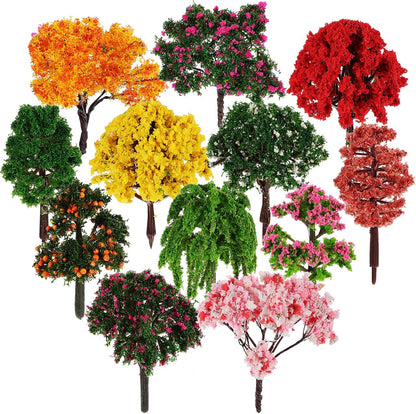 VICASKY 12Pcs Model Trees Fairy Garden Accessories Mini Miniature for Crafts Diorama Ho Scale Pine Simulation Tree Hobby Train Christmas Building Ornaments Fake DIY Craft Landscape Scenery Natural